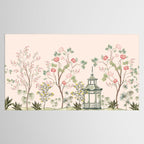 Chinoiserie Blush Pink Peony Blooming Floral Garden Tablecloth Gallery Image 2
