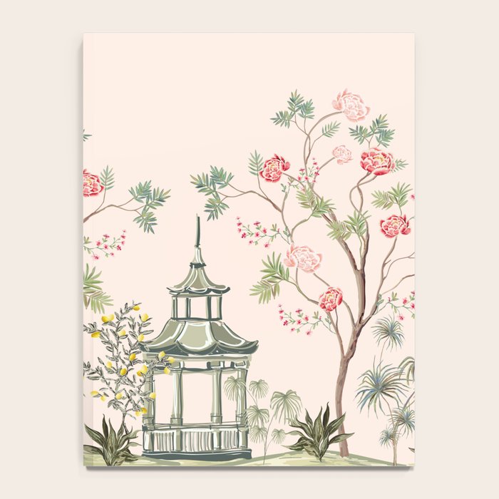 Chinoiserie Blush Pink Peony Blooming Floral Garden Notebook Gallery Image 4