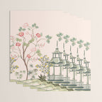 Chinoiserie Blush Pink Peony Blooming Floral Garden Wrapping Paper Gallery Image 3