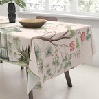 Chinoiserie Blush Pink Peony Blooming Floral Garden Tablecloth Gallery Image 3