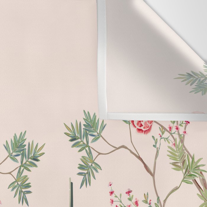 Chinoiserie Blush Pink Peony Blooming Floral Garden Wall Tapestry Gallery Image 3