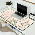 Chinoiserie Blush Pink Peony Blooming Floral Garden Desk Mat Gallery Image 2