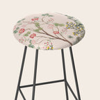 Chinoiserie Blush Pink Peony Blooming Floral Garden Stool Gallery Image 2
