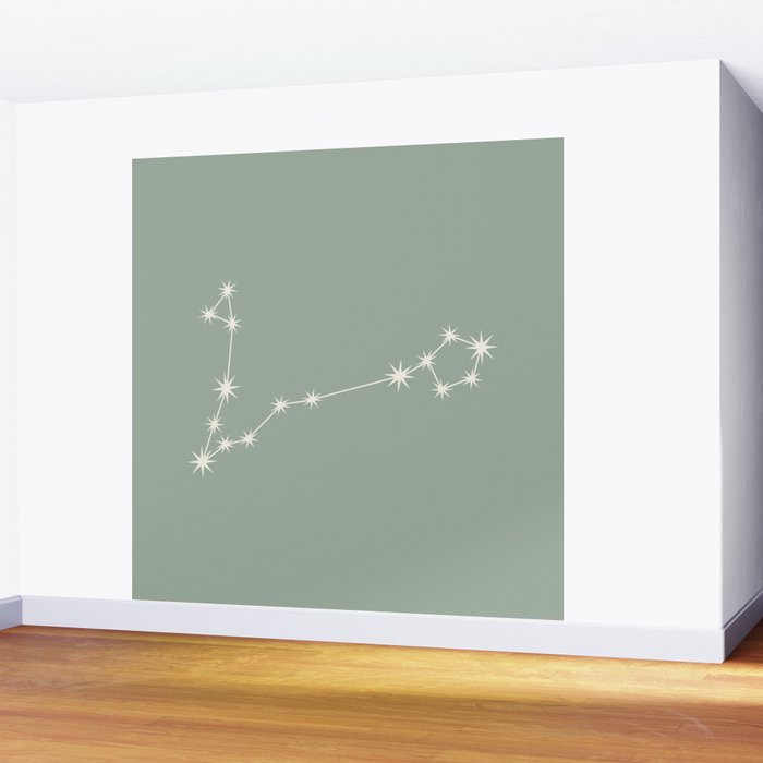 Pisces Zodiac Star Constellation Line Art Soft Sage Wall Mural Gallery Image 2