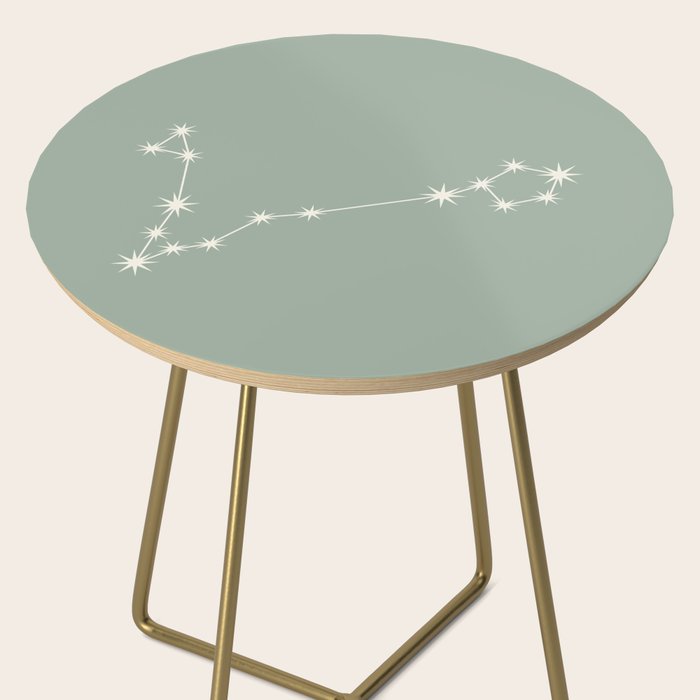 Pisces Zodiac Star Constellation Line Art Soft Sage Side Table Gallery Image 2