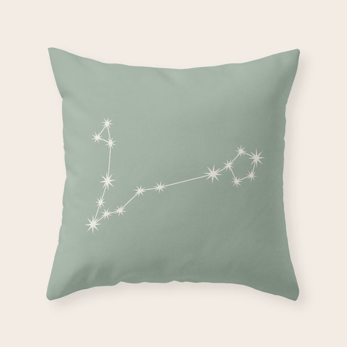 Pisces Zodiac Star Constellation Line Art Soft Sage Throw Pillow Gallery Image 6