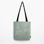 Pisces Zodiac Star Constellation Line Art Soft Sage Tote Bag Gallery Image 2