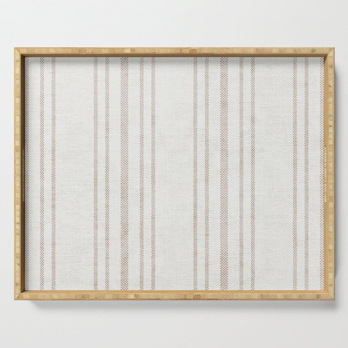 AEGEAN MULTI SIMPLE TICKING STRIPE JUTE Serving Tray Gallery Image 1