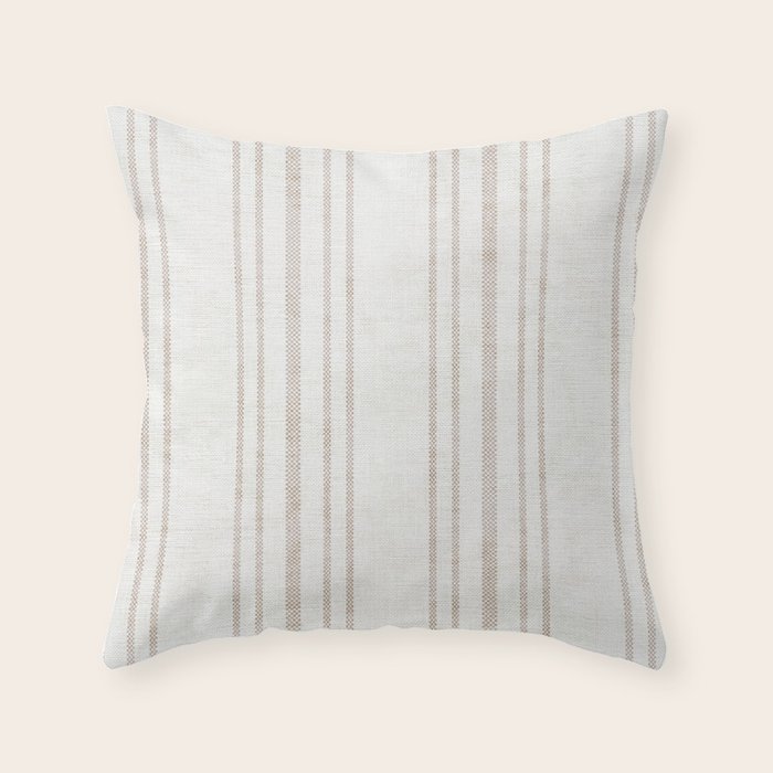 AEGEAN MULTI SIMPLE TICKING STRIPE JUTE Throw Pillow Gallery Image 6