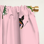 Pink retro skiers illustration - Aerial skiers Window Curtain Gallery Image 2