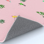 Pink retro skiers illustration - Aerial skiers Rug Gallery Image 4