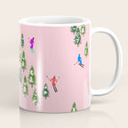 Pink retro skiers illustration - Aerial skiers Coffee Mug Gallery Image 1