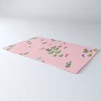 Pink retro skiers illustration - Aerial skiers Rug Gallery Image 3