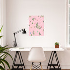 Pink retro skiers illustration - Aerial skiers Poster Gallery Image 2