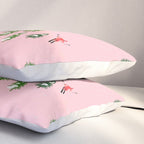 Pink retro skiers illustration - Aerial skiers Pillow Sham Gallery Image 3