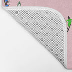 Pink retro skiers illustration - Aerial skiers Bath Mat Gallery Image 2