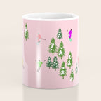 Pink retro skiers illustration - Aerial skiers Coffee Mug Gallery Image 4