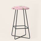 Pink retro skiers illustration - Aerial skiers Stool Gallery Image 1