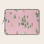 Pink retro skiers illustration - Aerial skiers Laptop Sleeve Gallery Image 1