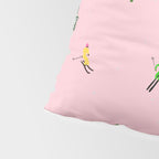 Pink retro skiers illustration - Aerial skiers Pillow Sham Gallery Image 4