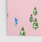 Pink retro skiers illustration - Aerial skiers Poster Gallery Image 3