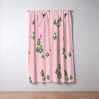 Pink retro skiers illustration - Aerial skiers Window Curtain Gallery Image 3