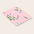 Pink retro skiers illustration - Aerial skiers Notebook Gallery Image 2