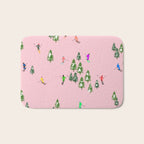 Pink retro skiers illustration - Aerial skiers Bath Mat Gallery Image 1