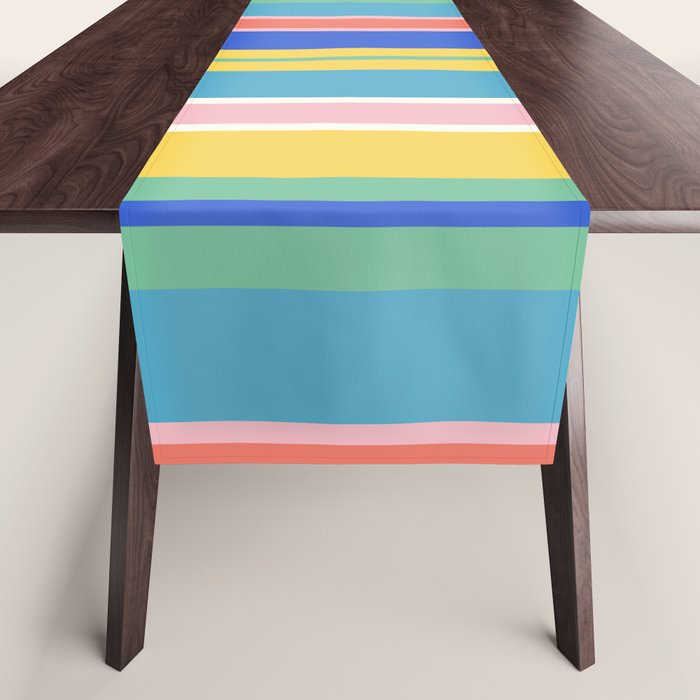 Colorful Geo Chain Vertical Stripes Geometric Color Block Pattern in Cheerful Contemporary Colors Table Runner Gallery Image 1