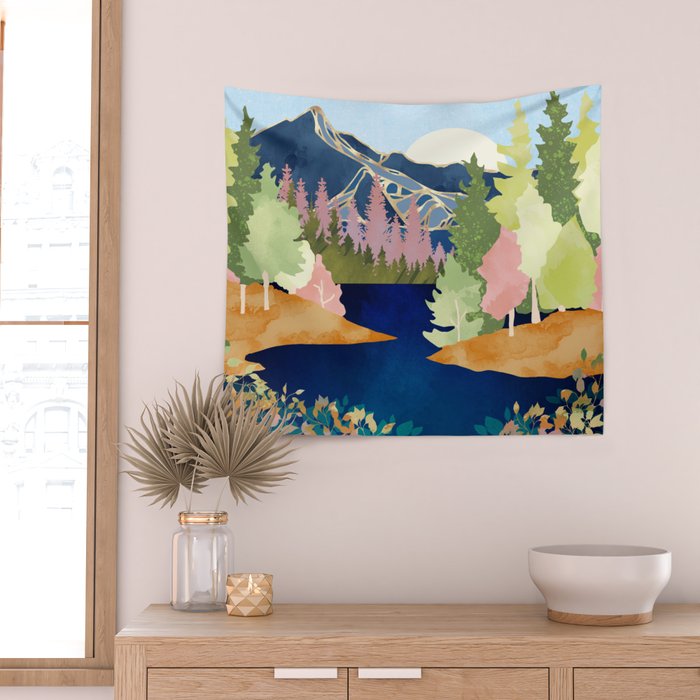 Summer Forest Lake Wall Tapestry Gallery Image 2
