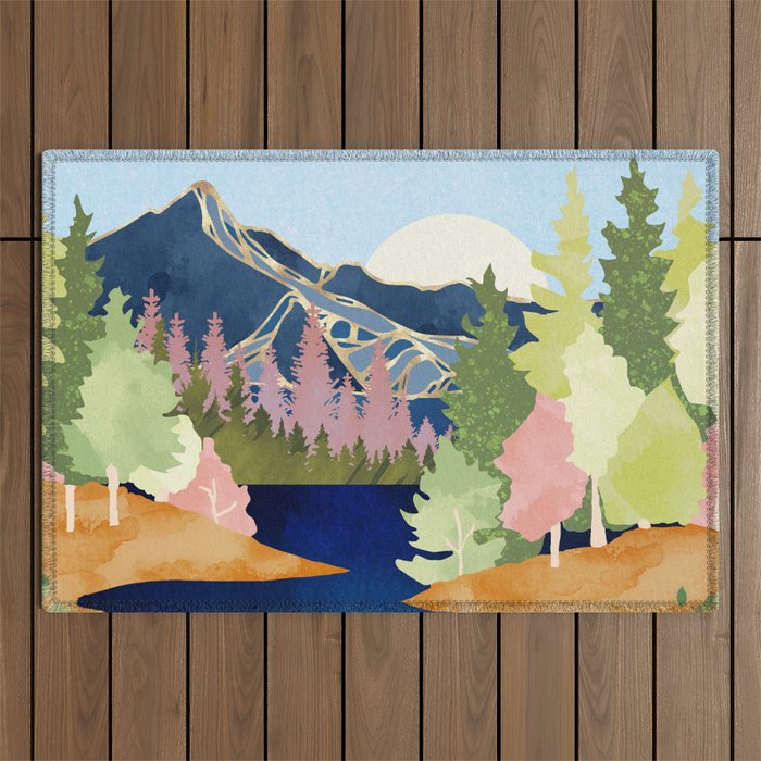 Summer Forest Lake Outdoor Rug Gallery Image 1