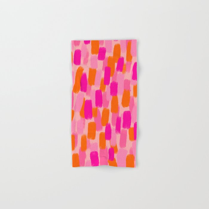 Abstract, Paint Brush Effect, Orange and Pink Bath Towel Gallery Image 1