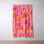 Abstract, Paint Brush Effect, Orange and Pink Window Curtain Gallery Image 3