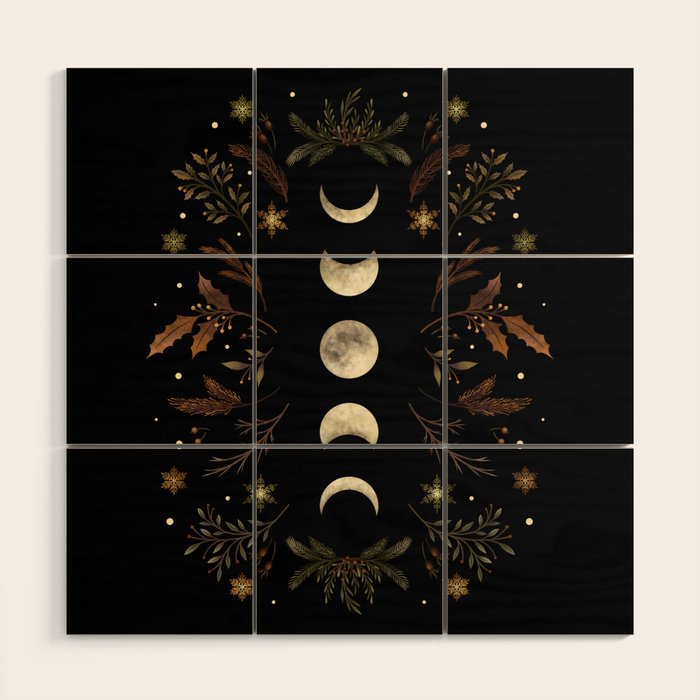 Moonlight Garden - Winter Brown Wood Wall Art Gallery Image 1