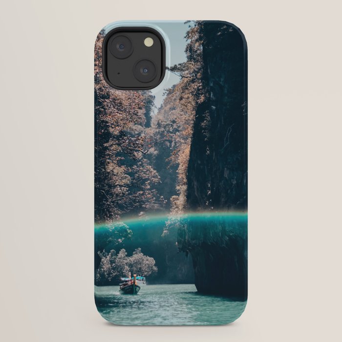 Rainbow in a sunny sky - floating between the rocks in Thailand - Asia travels iPhone Case