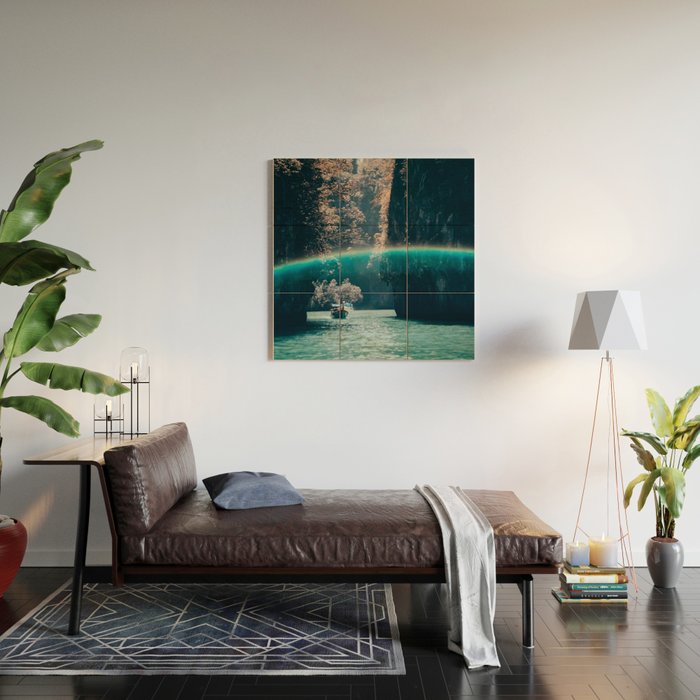 Rainbow in a sunny sky - floating between the rocks in Thailand - Asia travels Wood Wall Art Gallery Image 2