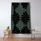 Retro Daisy Abstract IX Earthy Green Bold Floral Window Curtain Gallery Image 5