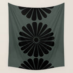 Retro Daisy Abstract IX Earthy Green Bold Floral Wall Tapestry Gallery Image 4
