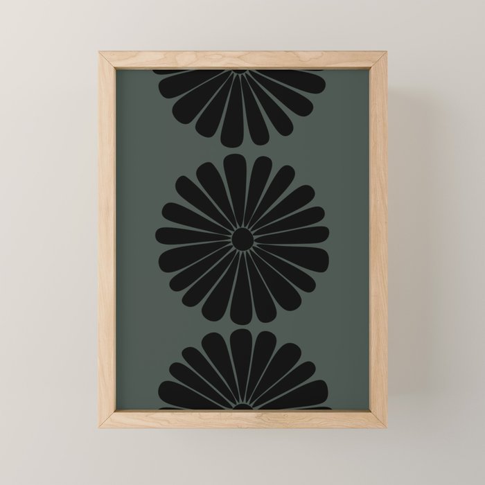 Retro Daisy Abstract IX Earthy Green Bold Floral Mini Art Print Gallery Image 1