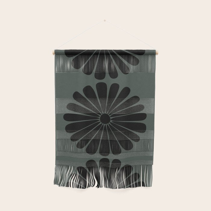 Retro Daisy Abstract IX Earthy Green Bold Floral Wall Hanging Gallery Image 1