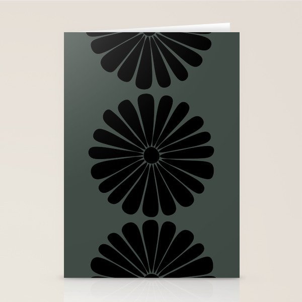 Retro Daisy Abstract IX Earthy Green Bold Floral Stationery Card Gallery Image 2
