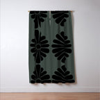 Retro Daisy Abstract IX Earthy Green Bold Floral Window Curtain Gallery Image 3