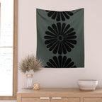Retro Daisy Abstract IX Earthy Green Bold Floral Wall Tapestry Gallery Image 2
