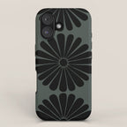 Retro Daisy Abstract IX Earthy Green Bold Floral iPhone Case Gallery Image 1