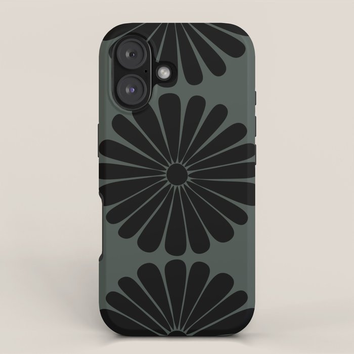 Retro Daisy Abstract IX Earthy Green Bold Floral iPhone Case Gallery Image 1