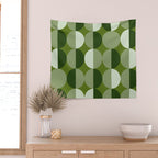 Retro 70s disco half circles sage green Wall Tapestry Gallery Image 2