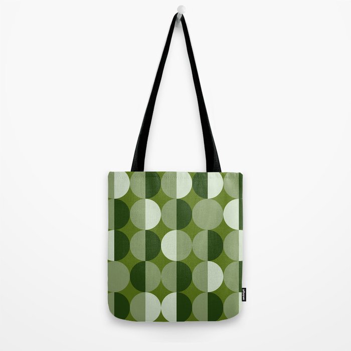 Retro 70s disco half circles sage green Tote Bag Gallery Image 2