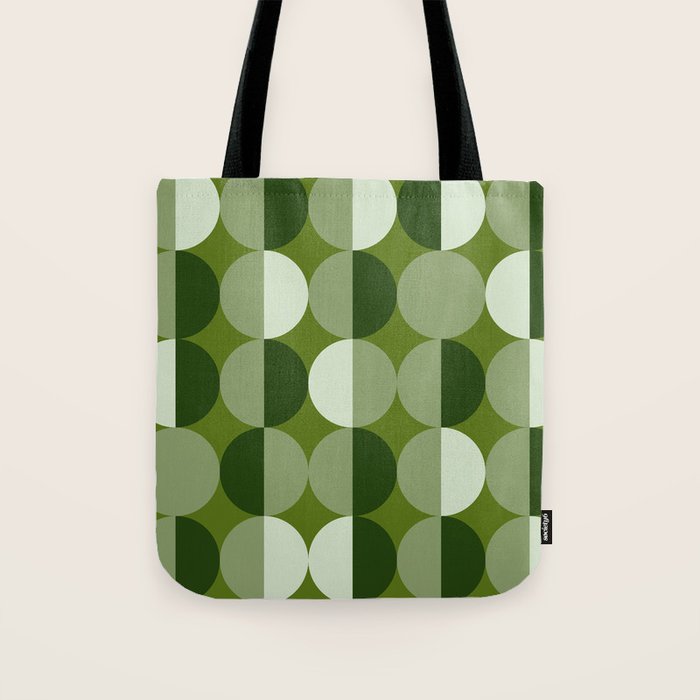 Retro 70s disco half circles sage green Tote Bag Gallery Image 1