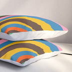 Wavy Loops Colourful Retro Abstract Pattern Blue Pink Green Orange Yellow Pink Brown Pillow Sham Gallery Image 3