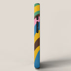 Wavy Loops Colourful Retro Abstract Pattern Blue Pink Green Orange Yellow Pink Brown iPhone Case Gallery Image 2